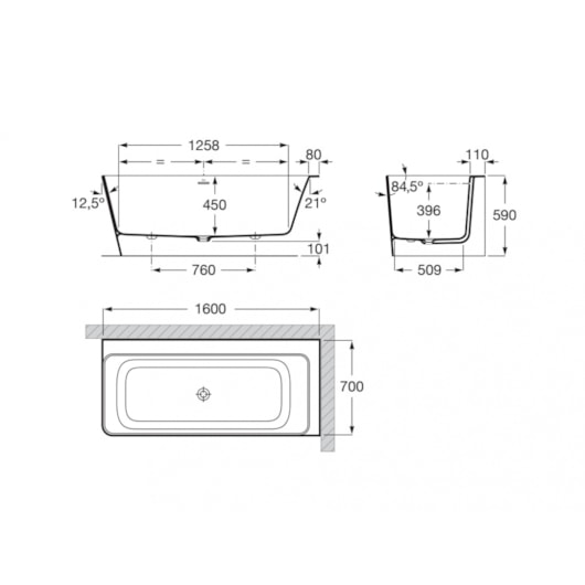 Banheira Freestanding Lado Direito Ona Branco Roca 160x70cm - Imagem principal - 16517adc-813d-4243-9ef0-236cf94938f9