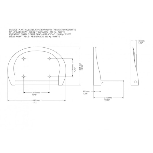 Banqueta Articulável De Acessibilidade Para Banheiro Hotel Docol - Imagem principal - 61d5007a-684a-4870-a168-f16c62eb5cb4