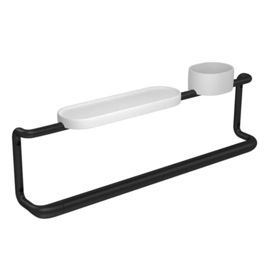 Barra De Apoio Com Prateleira e Porta Objetos Black Matte Deca 70cm - Imagem principal - 60ae4d78-ab5a-4648-b99e-c172406dad74