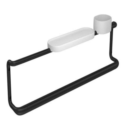 Barra de Apoio com Prateleira e Porta Objetos Black Matte Deca 80cm
