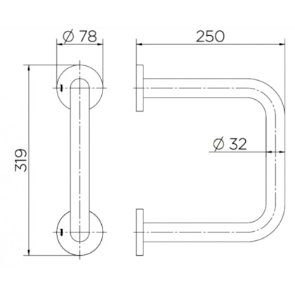 Barra De Apoio Fixa Em U De Acessibilidade  Niquel Escovado Docol 25x24cm