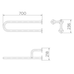 Barra De Apoio Lateral De Acessibilidade Fixa Direita Benefit Inox Escovado Docol 70cm