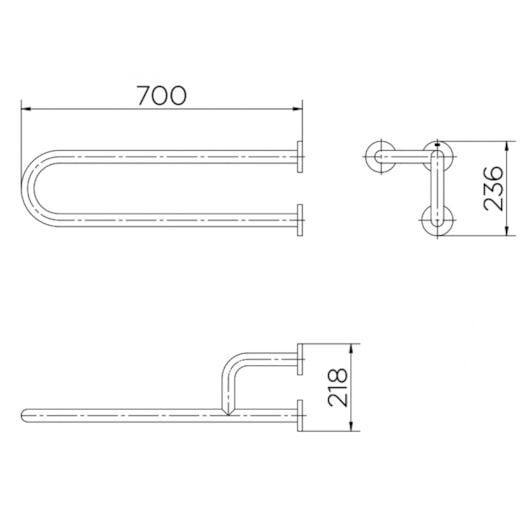 Barra De Apoio Lateral De Acessibilidade Fixa Direita Benefit Inox Escovado Docol 70cm - Imagem principal - 207a6902-85a5-46db-81d4-3753afa35e48