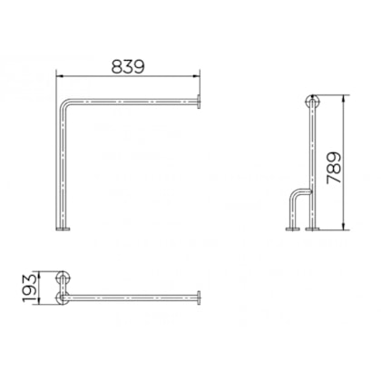 Barra De Apoio Lateral De Acessibilidade Fixa Esquerda Benefit Inox Escovado Docol 80cm 