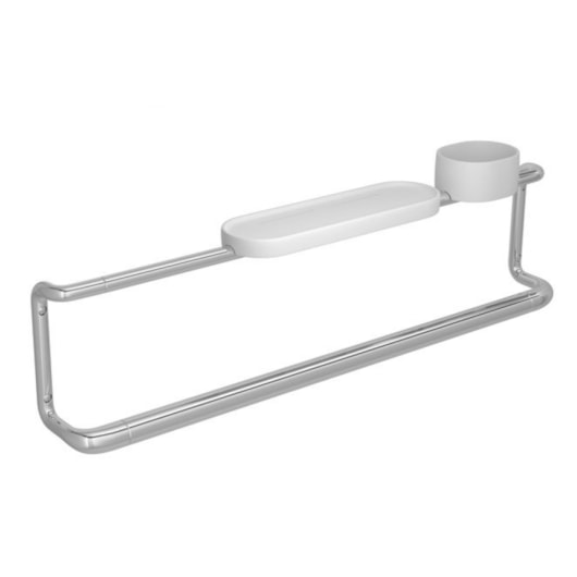 Barra De Apoio Para Banheiro Com Prateleira E Porta Objetos Cromado Deca 80cm - Imagem principal - 1e08005c-984a-4cff-9ac7-3d244333feeb