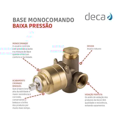 Base de Monocomando para Chuveiro Baixa e Alta Pressão Bruto Deca