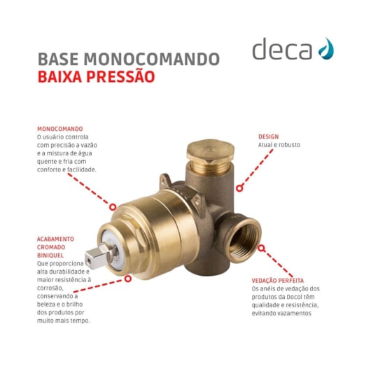 Base de Monocomando para Chuveiro Baixa e Alta Pressão Bruto Deca - Imagem principal - 1843fb24-9b57-430d-811b-87fef4a62657