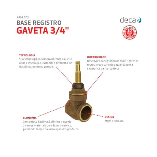 Base De Registro De Gaveta 3/4 4509 Deca - Imagem principal - 3c005101-d591-43c2-8a00-c966d92b7f73