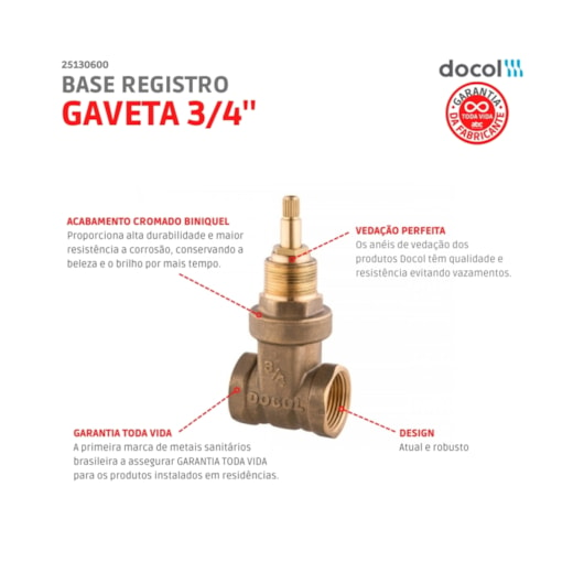 Base Para Registro De Gaveta 1509 3/4 Docol - Imagem principal - 19a35e42-1864-4af8-93f2-5fb738197264