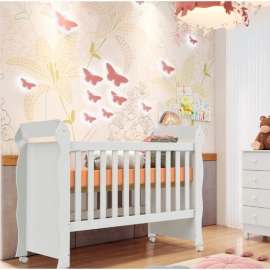 Berço Infantil Mini Cama Mirelli Branco Brilho Carolina Baby - Imagem principal - 9b771b1a-8365-4c53-8eac-95cf6e623f4e