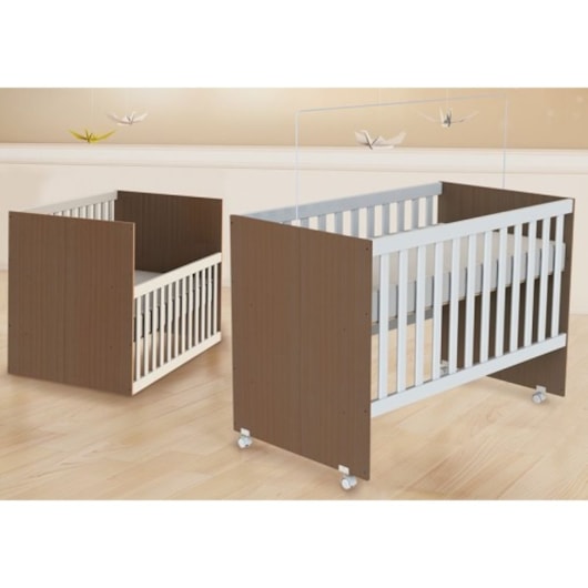 Berço Mini Cama Gabi Branco Fosco/amadeirado Carolina Baby - Imagem principal - decf36c6-6570-42a1-922c-c2cea59b9e36