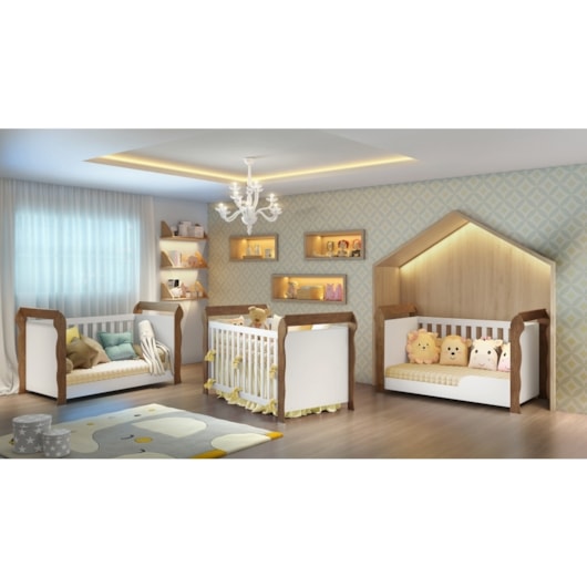 Berço Mini-Cama Lara Branco/Amadeirado Carolina Baby Cb001 - Imagem principal - 8541bcbd-cf0a-47fc-8dde-15d872caefdd