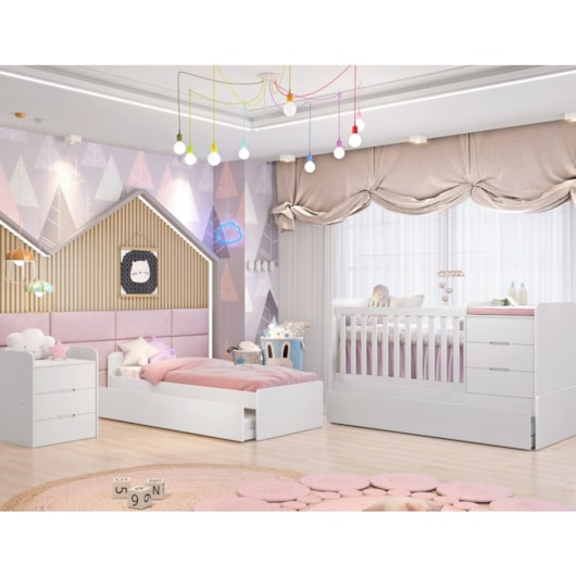 Berço Multifuncional Cléo Branco Fosco Carolina Baby - Imagem principal - 9114a9ec-16dd-4f8c-816f-8a48a9b37571