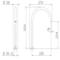 Bica Para Lavatório De Mesa Mix Match 360 Bica Alta Cobre Escovado Docol