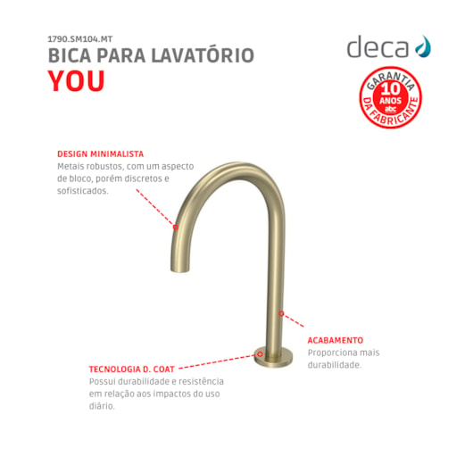 Bica Para Lavatório De Mesa Redonda P You Summer Gold Deca - Imagem principal - 0195b189-4a40-4f98-8837-c9f93d73a093