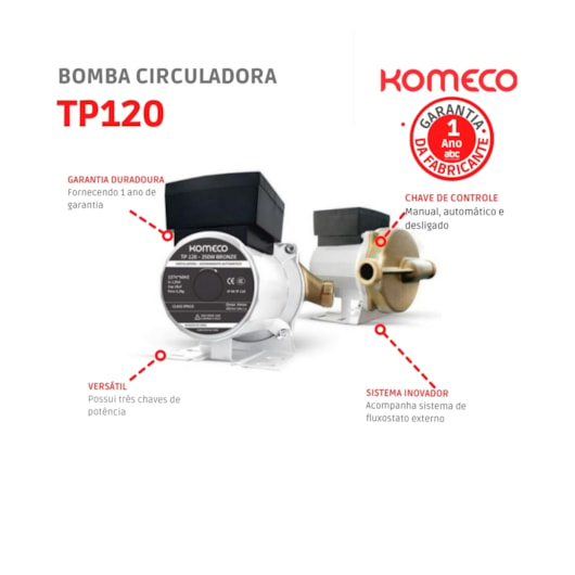 Bomba Circuladora 127v Tp120 60hz Komeco - Imagem principal - 07ba0eee-b0d2-4fe1-9af4-9040d8afecf9