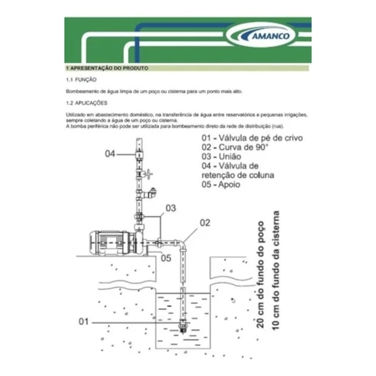 Bomba Dágua 1HP 60L/MIN Amanco 220V XKM80 - Imagem principal - eea32c5a-5d3b-4270-9563-9de4dcaa64cf