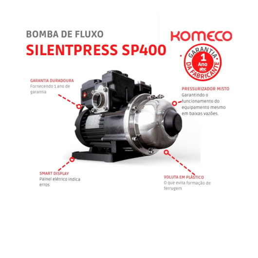 Bomba De Pressão Silent Sp400 Bivolt Komeco - Imagem principal - b3d1cf3c-fd7b-4674-bf3f-b1bfb8cf2837