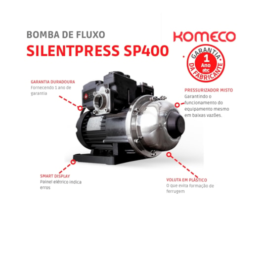 Bomba De Pressão Silent Sp400 Bivolt Komeco - Imagem principal - 0492c9d1-c891-4f7e-b1d9-285a8cd110ca