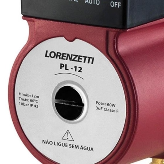 Bomba Pressurizador Água Fluxostato PL12 160W 12mca 1800L/h 220v Lorenzetti  - Imagem principal - 8ad97996-9732-4792-a481-e8860c28e735