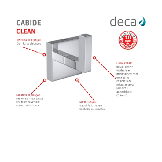 Cabide Para Banheiro Clean 2060 Cromado Deca - Imagem principal - d806a9bf-303e-4b2e-86f0-cc48c5266eeb