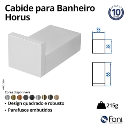 Cabide Para Banheiro Horus 450 4600 Cromado Fani