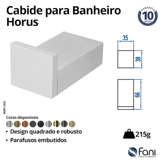 Cabide Para Banheiro Horus 450 4600 Cromado Fani - Imagem principal - a5fa9f3c-d264-4bad-9c15-3b38a0b00c87