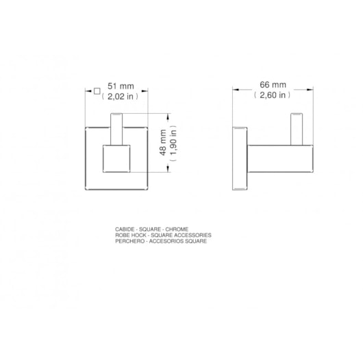 Cabide Para Banheiro Square Cromado Docol - Imagem principal - dd859899-06d3-475b-936a-7aadf9734e64