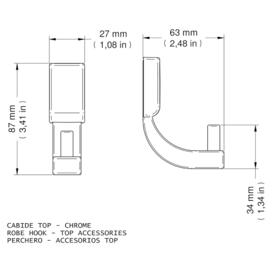 Cabide Para Banheiro Top Cromada Docol - Imagem principal - a67efb9a-bcad-4753-96fe-cc1633b9bcbf