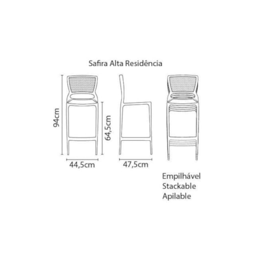 Cadeira Safira Summa Alta Residência Polipropileno E Fibra De Vidro Grafite Tramontina - Imagem principal - f722a5a9-ac1d-417a-a811-e6b48b7fb541