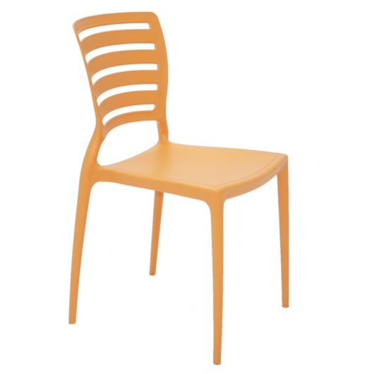 Cadeira Sem Braço Com Encosto Vazado Sofia Laranja Tramontina - Imagem principal - 2d20b6bd-e820-4825-931b-bda5dc0bad24