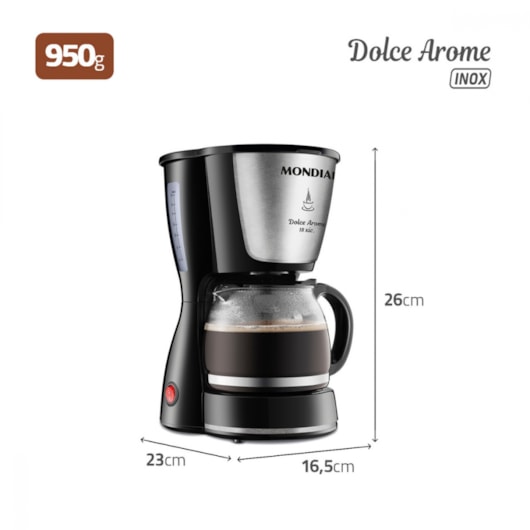 Cafeteira Elétrica C3018 Dolce Arome Preto E Inox Mondial 127V 550W - Imagem principal - 9190a972-be34-4b30-b21d-65516f5f144c