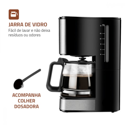 Cafeteira Elétrica C4 Digital Dolce Aroma Preto E Inox Mondial 127V 800W - Imagem principal - 2bfb75b4-d145-4384-8db0-6e1bdd5c37e7