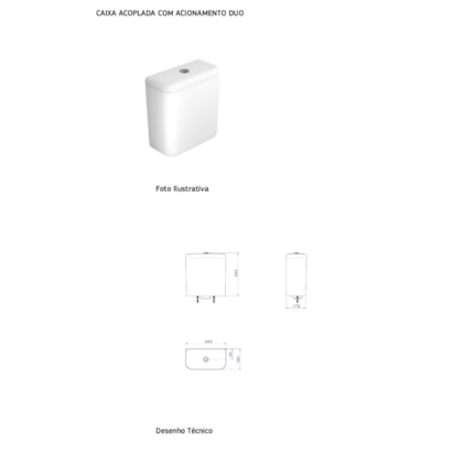 Caixa Acoplada Dual Flux Compatível Duna; Monte Carlo; Village; Vogue; Level; Clean Branco Deca