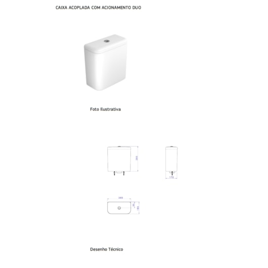 Caixa Acoplada Dual Flux Compatível Duna; Monte Carlo; Village; Vogue; Level; Clean Branco Deca - Imagem principal - 4e11d50f-55ed-43fc-ada4-b17c38c0de06