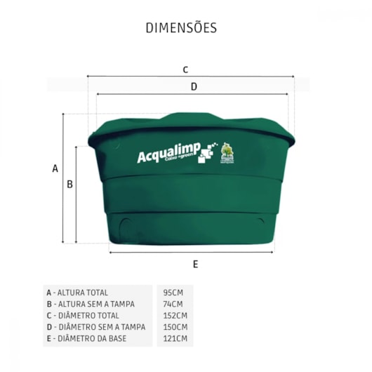 Caixa DÁgua Green Tampa Aberta 1000L Acqualimp - Imagem principal - 15461ce7-0f05-4c94-8daf-750560c24df2