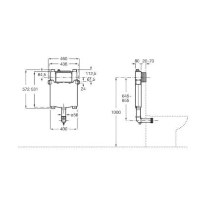 Caixa Embutida Para Vaso Sanitário  Convencional Roca 8cm0mm 