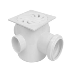 Caixa Sifonada Quadrada 3 Entradas Redonda Branco Amanco 10x15x5cm