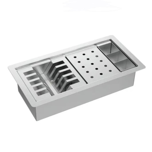 Calha Organizadora Para Cozinha Em Inox Com Sistema De Escoamento  Deca 40cm - Imagem principal - 20e16489-e49b-46bb-9e08-dd84181a0665