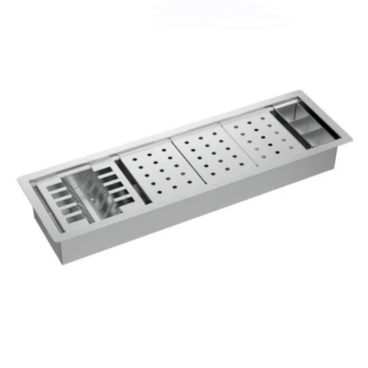 Calha Organizadora Para Cozinha Em Inox Com Sistema De Escoamento  Deca 70cm - Imagem principal - 957a1896-4908-409c-82b9-6b8de6d4529e