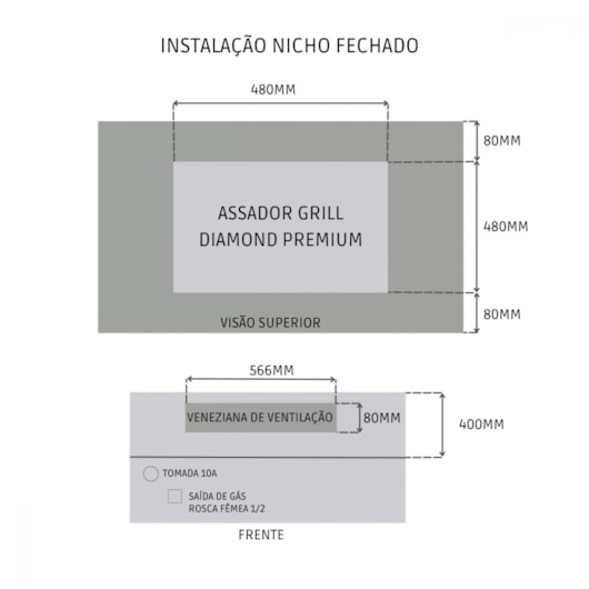 Churrasqueira Grill A Gas Diamond Premium Com Tampa E Termômetro GLP Titan - Imagem principal - e59af933-b327-4af5-add9-78f66dc92e69