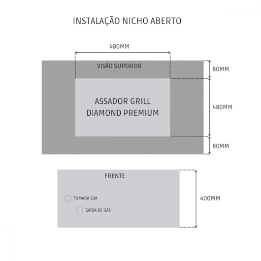 Churrasqueira Grill A Gas Diamond Premium Com Tampa E Termometro GN - Imagem principal - 8acf8181-8d8b-432b-9bb9-7abdacff245f