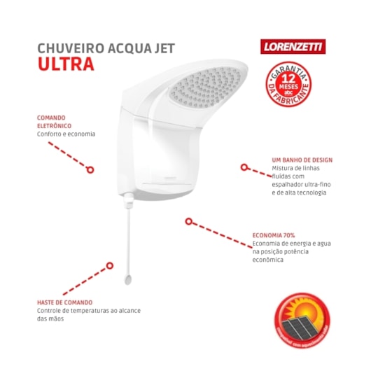 Chuveiro Acqua Jet Ultra 125v 5500w Branco Branco Lorenzetti - Imagem principal - fd99a69c-fae2-4d8e-9433-b9cfb7aa8988