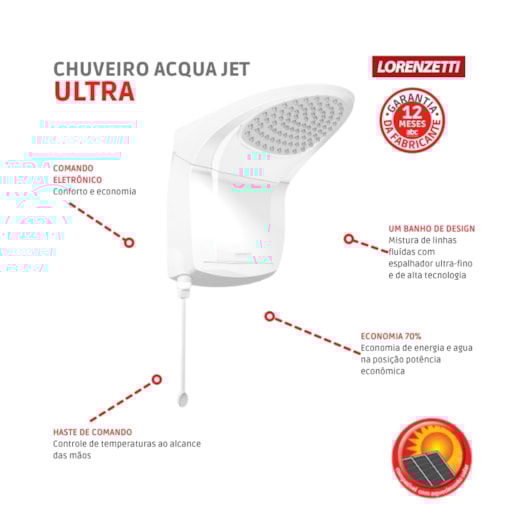 Chuveiro Acqua Jet Ultra 220v 6800w Branco Branco Lorenzetti - Imagem principal - c3233ade-c631-44ae-a2a2-1aa1c646fcfe