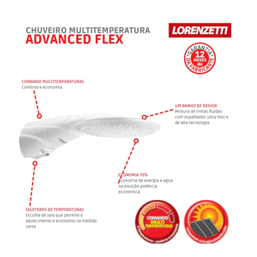 Chuveiro Advanced Flex 127v 5500w Lorenzetti - Imagem principal - 679757ac-f6fc-451e-95b1-0c8d67334d15