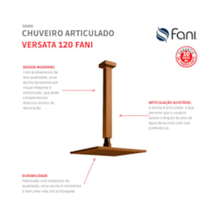 Chuveiro Articulado De Teto Versata 120 Rosso Vecchio Fani 30cm