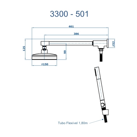 Chuveiro Articulável Com Desviador De Metal 3300 0,5 Champanhe 501 Fani - Imagem principal - 6dcc5352-8a2f-4676-9ace-67fe4e39a428