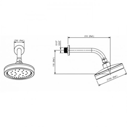 Chuveiro Com Tubo De Parede 150 Autolimpante Rainfeel Cromado Roca - Imagem principal - d17e9ea4-f748-4ae1-a0a2-0770bb7ea9d3