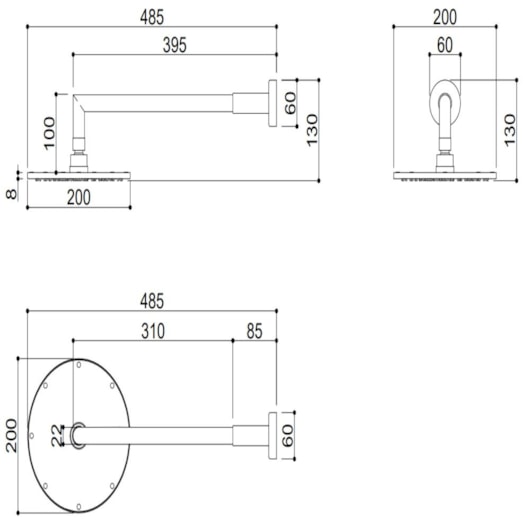 Chuveiro De Parede Com Braço Redondo Kr235c Cromado Kromma 20x20cm - Imagem principal - 54a795da-61db-4171-a9e4-36ff548a84cc