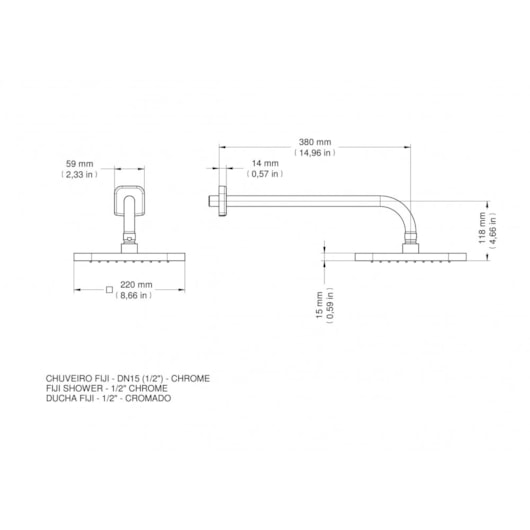 Chuveiro De Parede Quadrado Fiji Cromada Docol - Imagem principal - c6ade7c7-414c-43dc-9b3b-ce9b15d1cc7f